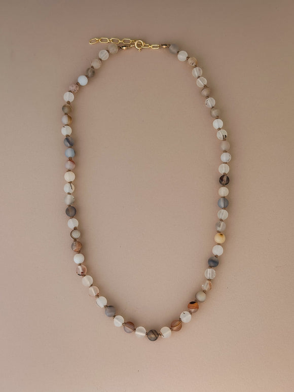 Montana Agate Silk Knotted Necklace