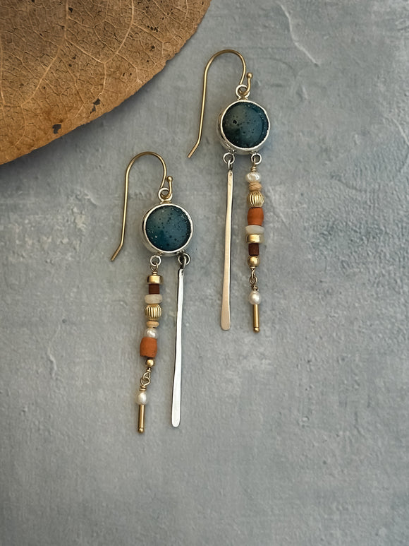 Leland Blue Asymmetric Earrings