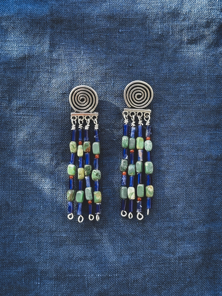 Vortex Turquoise and Lapis Earrings